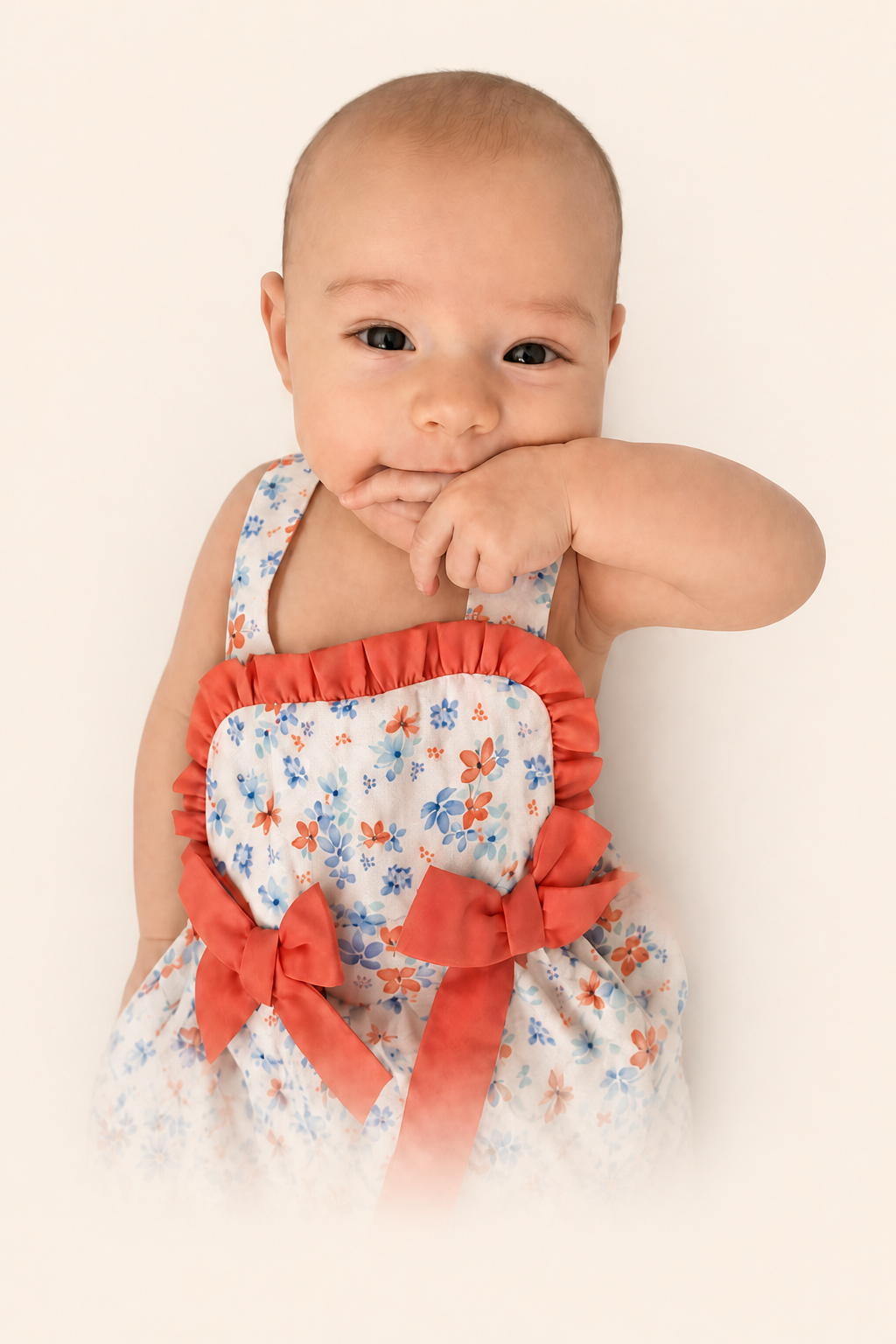 Irene con su vestido de flores